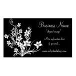 White Floral Design on Black Business Cards business cards