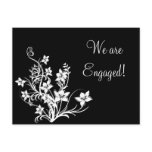 White Floral Design on Black Postcards