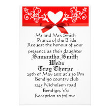 White floral love heart wedding invitation
