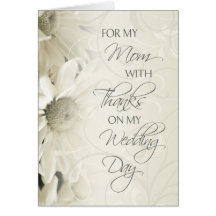 White Floral Mum  Wedding Day Thank You Card