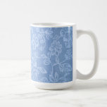 White Floral on Blue mugs