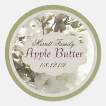white floral with green canning label stickers