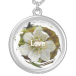 White Flower in the Moss; Customisable Personalised Necklace