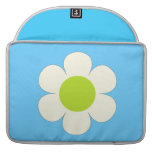 White flower on blue, pretty design sleeves for MacBooks