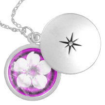 White flower on  purple background necklaces