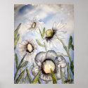 white flower painting posters
