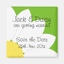 White Flower Save the Date Magnet