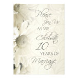 White Flowers 10th Wedding Anniversary Invitations
