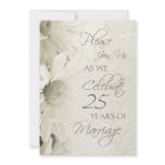White Flowers 25th Wedding Anniversary Invitations