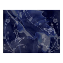 White flowers and butterflies postcards