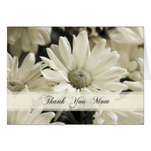 White Flowers Mum Wedding Day Thank You Card