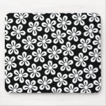 White Flowers On Black Mousepad