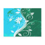 White Flowers on Blue and Green Grunge Post Cards