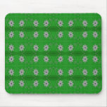 white flowers on green background mousepads