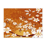 White Flowers on Orange Grunge Postcard