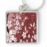 White Flowers on Red Grunge