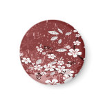 White Flowers on Red Grunge