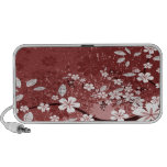 White Flowers on Red Grunge