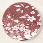 White Flowers on Red Grunge