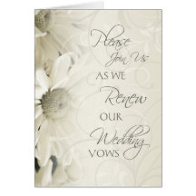 White Flowers Vow Renewal Ceremony Invitation Card