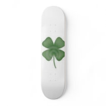 white, four leaf clover skate deck