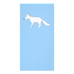 White Fox, on blue. Animal Cartoon. Custom photo cards