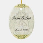 white geranium art nouveau elegant pattern christmas ornaments
