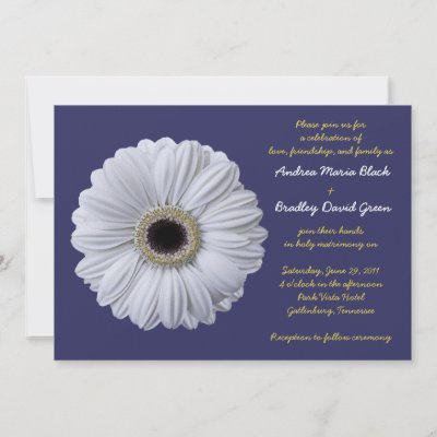 White Gerbera Daisy Wedding Invitation by wasootch The text and background