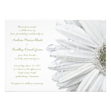 White Gerbera Daisy Wedding Invitation