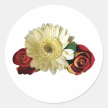 White Gerbera Daisy with Rosebuds Sticker
