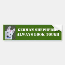 White German Shepherd w. Mohawk Bumper Sticker