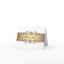 White Gold Jewel Gold Thank You Cards