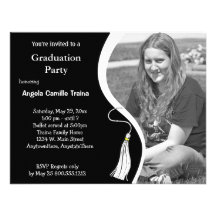 White Graduation Horizontal Photo Invitation
