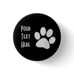 White Halftone Paw Print buttons