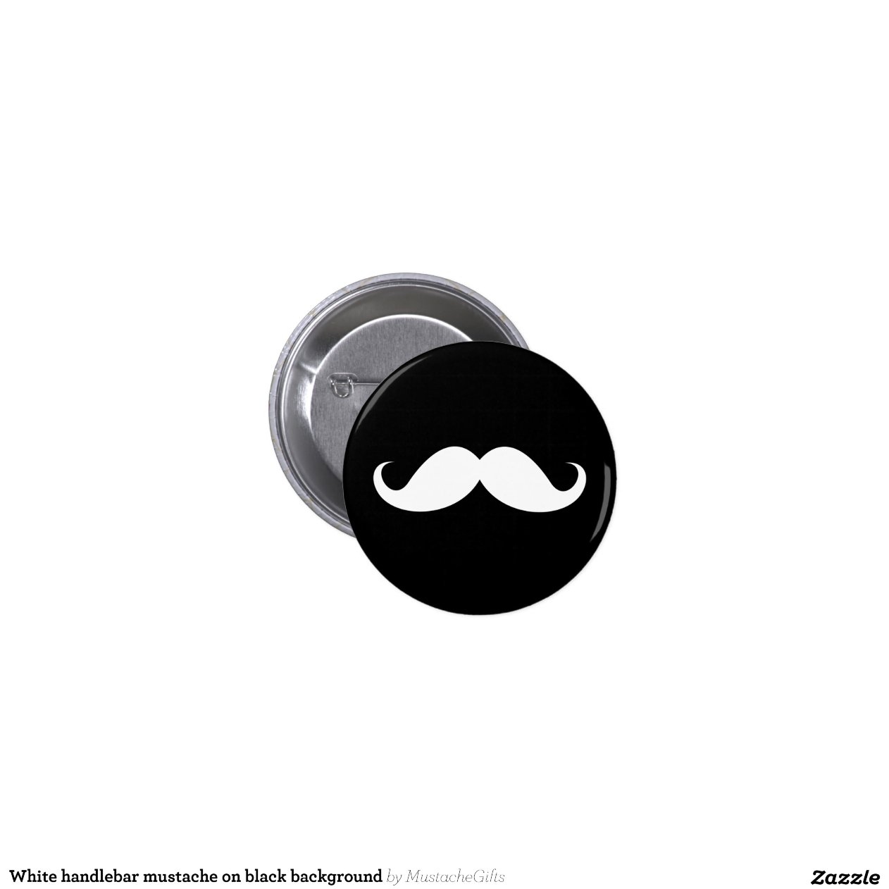 white handlebar moustache on black background pin zazzle white handlebar moustache on black background pin zazzle