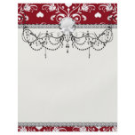 white heart on red romantic love damask flyers
