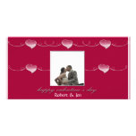 White Heart Scroll on Red photocard