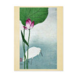 White heron and lotus by Baison, Ukiyoe postcards