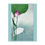 White heron and lotus by Baison, Ukiyoe postcards