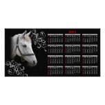 White Horse Portrait Calendar on Black photo cards