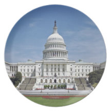 White House US Capitol Building Washington DC Plate