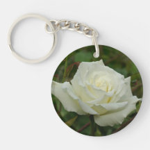 White Hybrid Tea 'Mrs. Herbert Stevens' Rose Acrylic Keychains