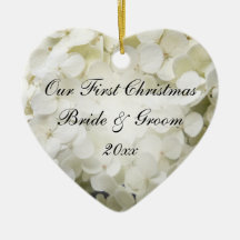 White Hydrangea First Christmas Together Ornament