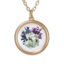 White Hydrangea With Canterbury Bells and Sage Pendants