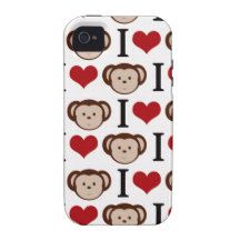 White I Love Monkeys iPhone 4 Case