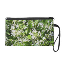White Jasmine Flowers Wristlet Clutch