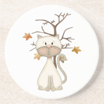 White Kitty w/ Tree Drink Coasters