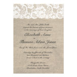 White Lace and Burlap Wedding Invitation