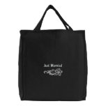 White Lace Wedding - Just Married Tote embroidered bags