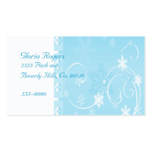 White & Light Blue Snowflake Wonderland Business Cards